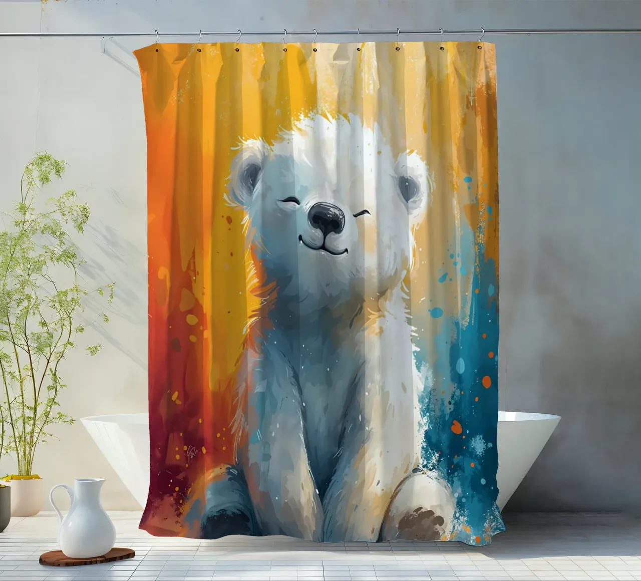 Sonniges Polar-Glück Duschvorhang von Manh beo