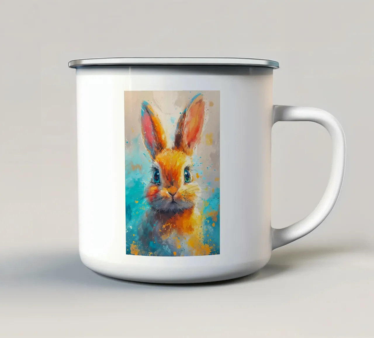 Sunset Bunny Art_ I colori vivaci incontrano il capriccio tazza in smalto da Manh beo
