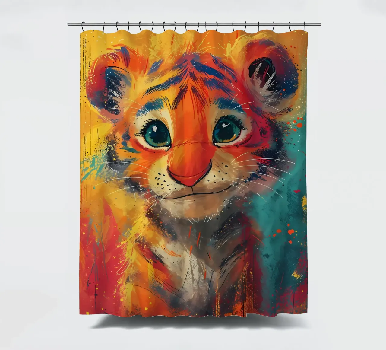 Tiger Cub Glow Duschvorhang von Manh beo