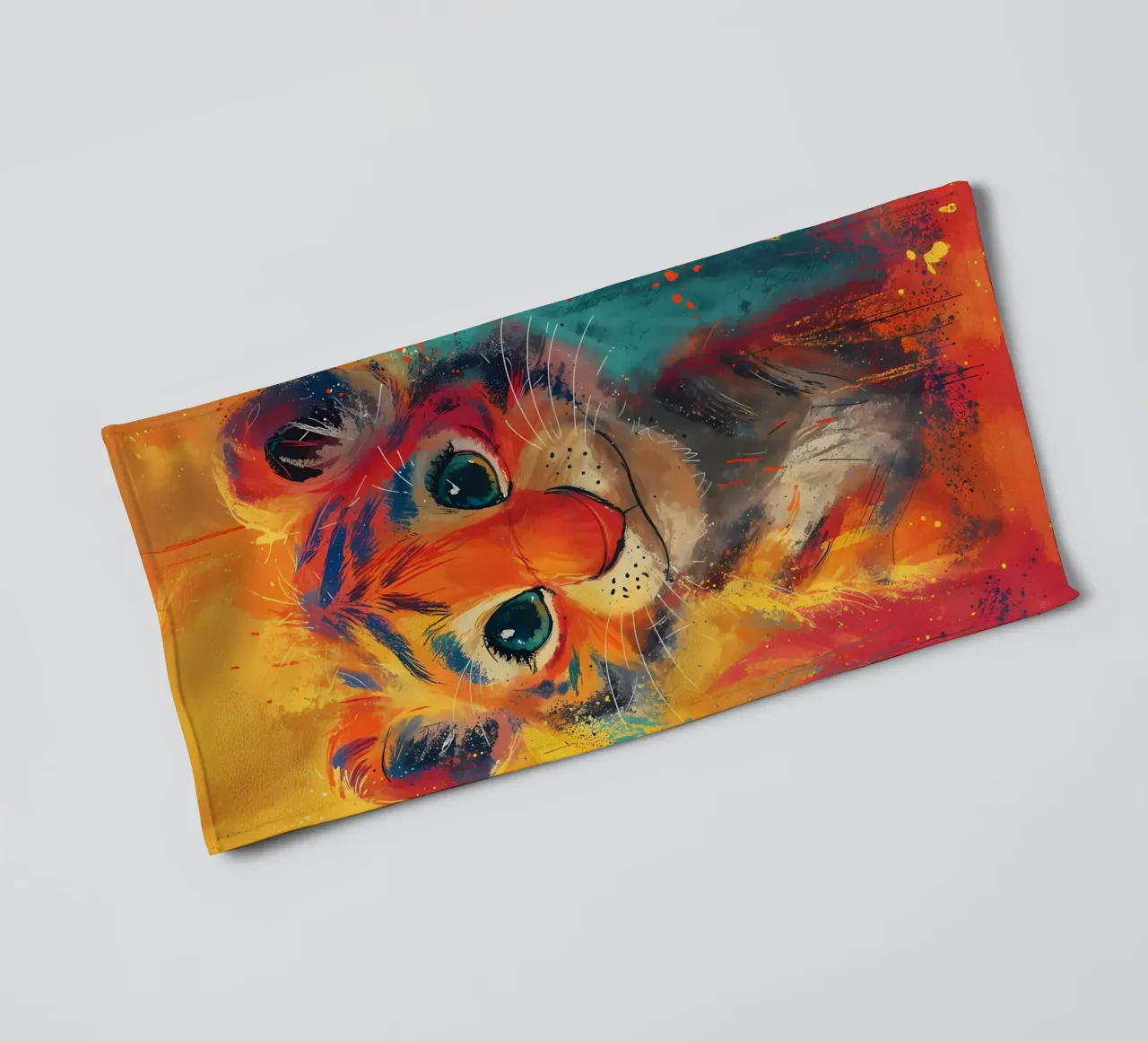 Tiger Cub Glow towel by Manh beo
