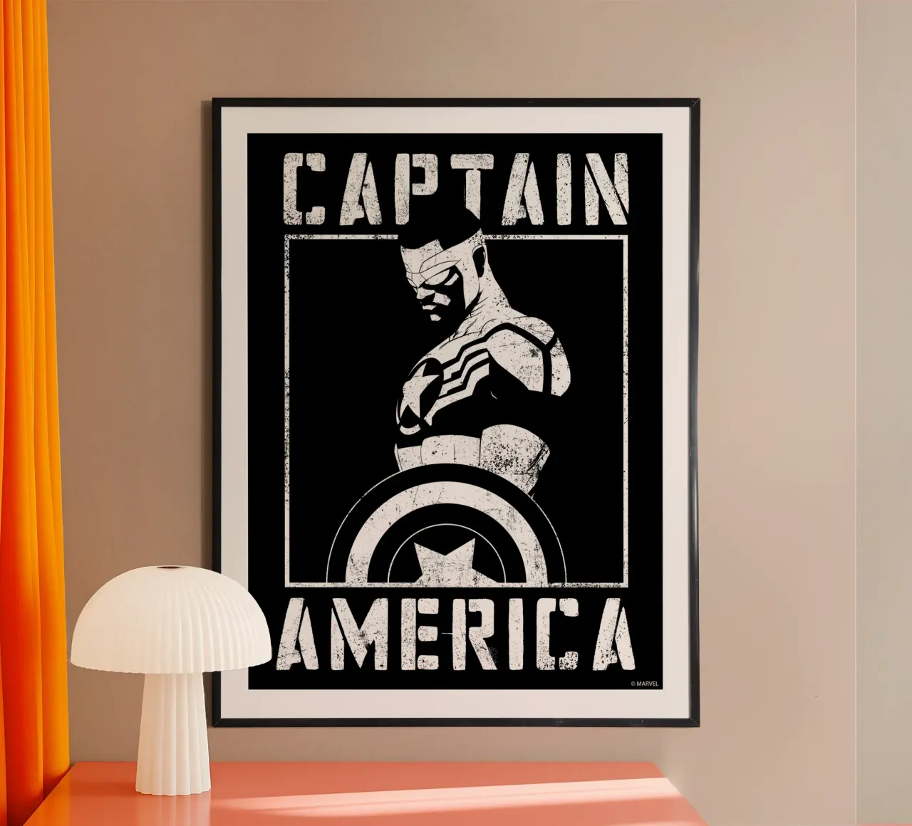 Captain Amercia bw carta hahnemühle da MARVEL Designs by JUNIQE