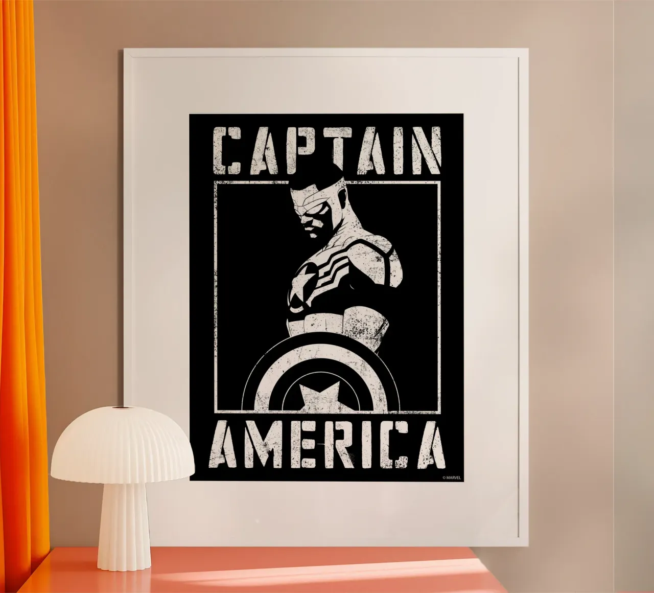 Captain Amercia bw carta hahnemühle da MARVEL Designs by JUNIQE