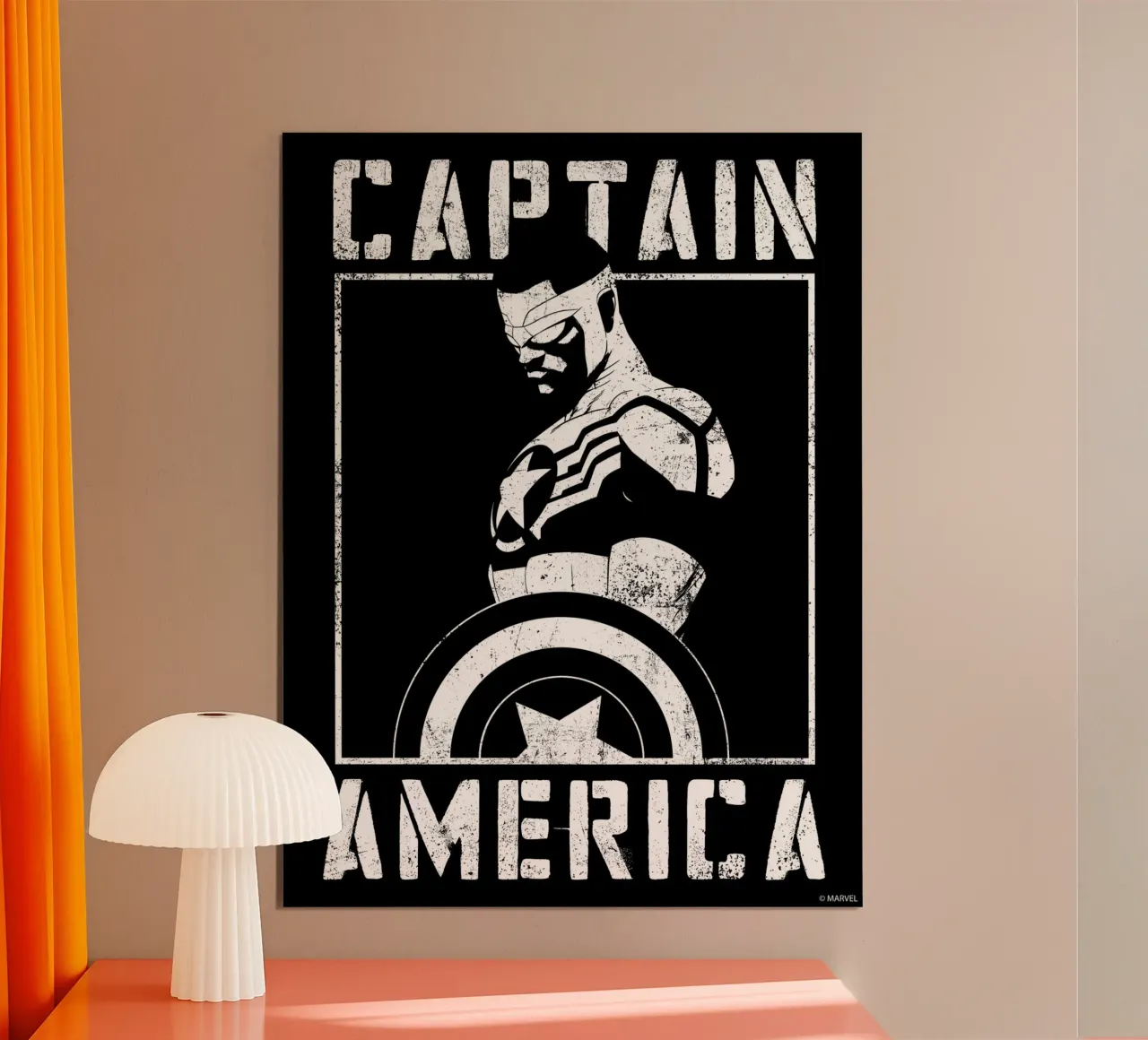Captain Amercia bw carta hahnemühle da MARVEL Designs by JUNIQE