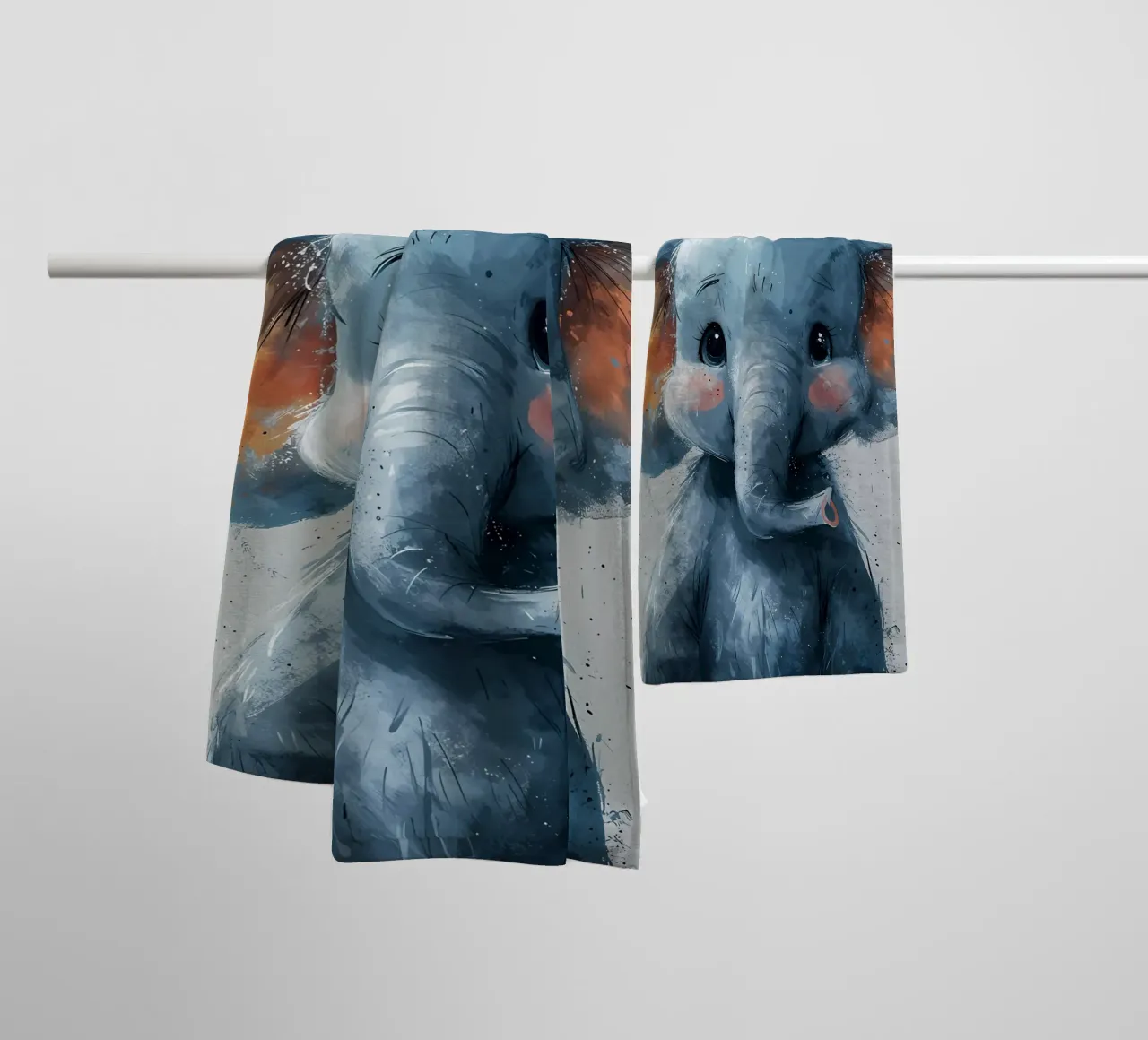 Tiny Blue Elephant towel by Manh beo