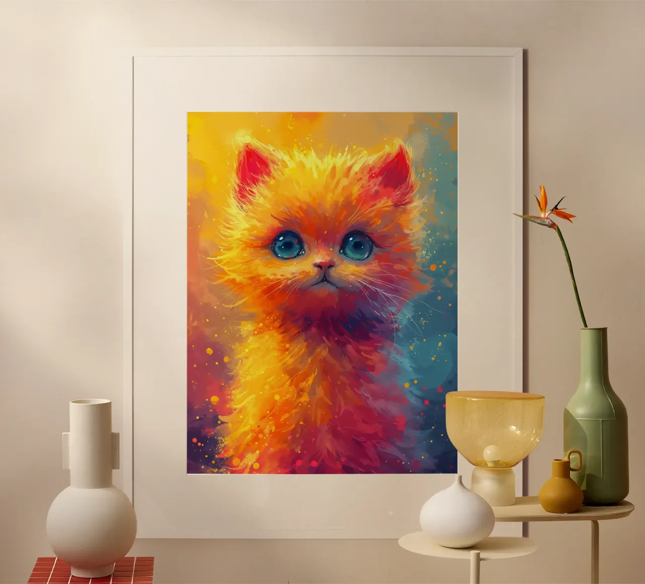 Sguardo felino vibrante poster con telaio in plastica da Manh beo