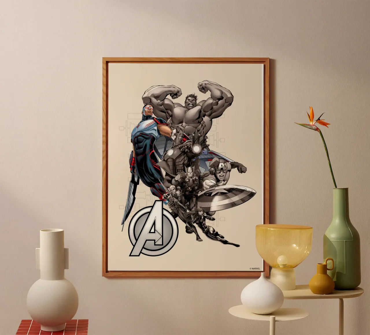 Falcon & The Avengers alluminio dibond da MARVEL Designs by JUNIQE
