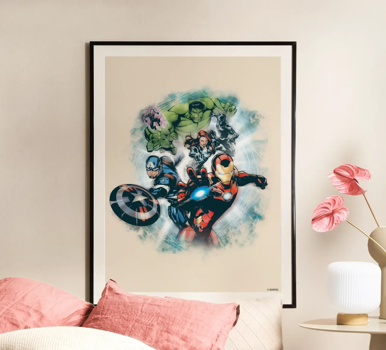 The Avengers - Better Together poster avec cadre en plastique de MARVEL Designs by JUNIQE