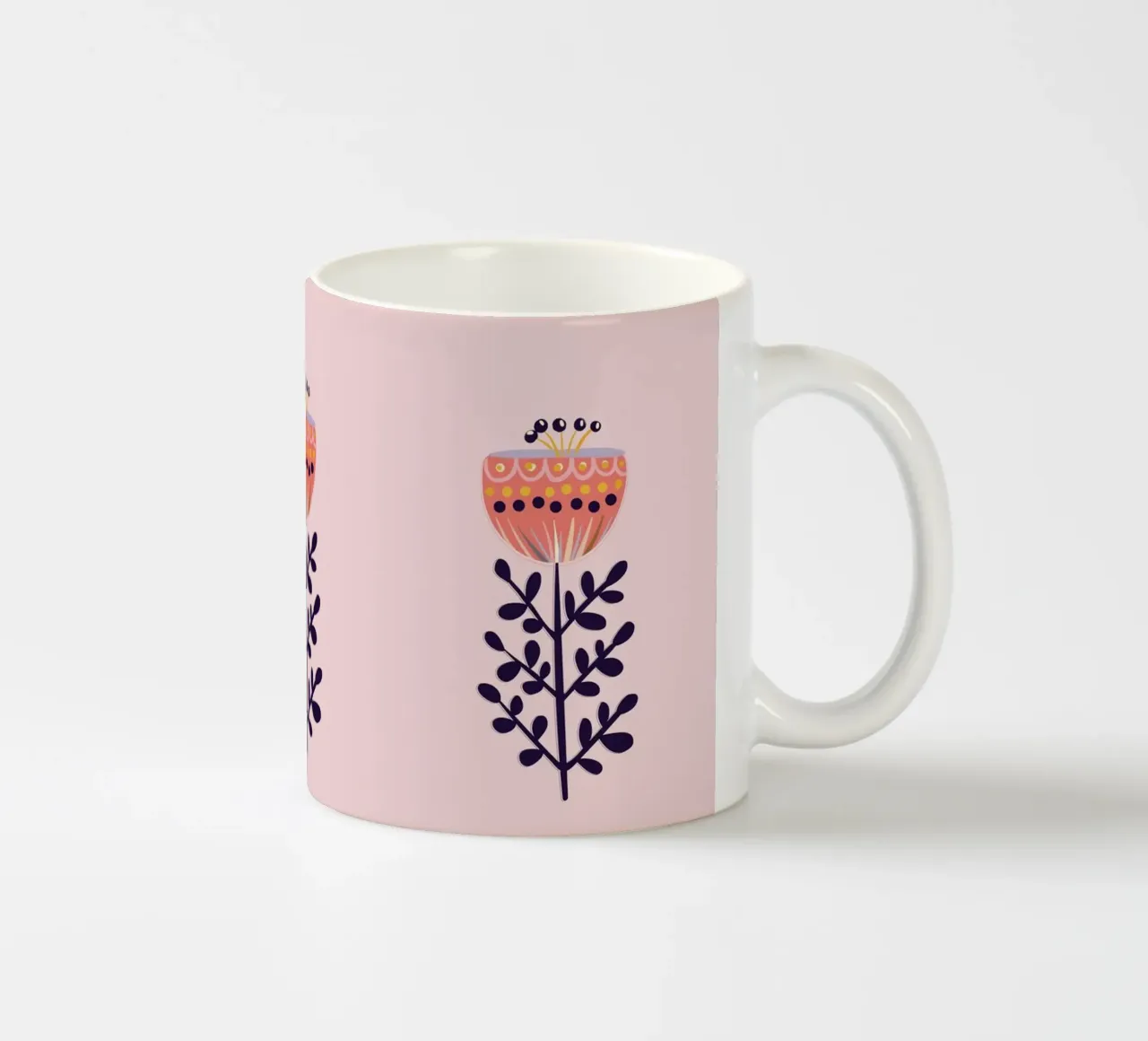 Scandi Folk Flower Hand-Drawn in Sugary Colors tazza in ceramica da showmemars