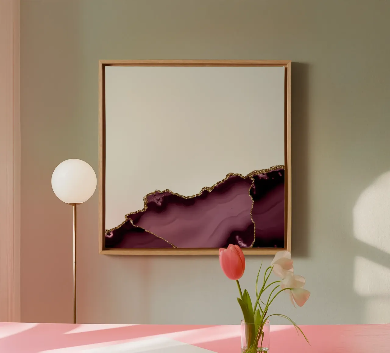 Burgundy & Gold Agate Texture 27 tela con Cornice a cassetta da Gemstone Textures