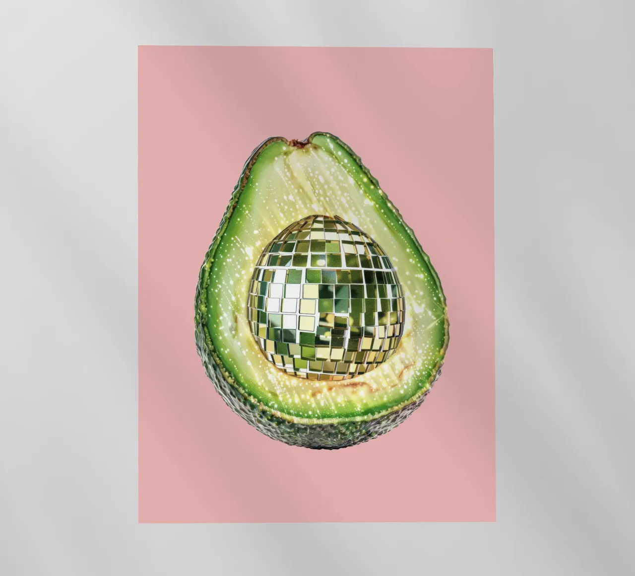Palla da discoteca Avocado in rosa pellicola backlit da Peaches Art Prints