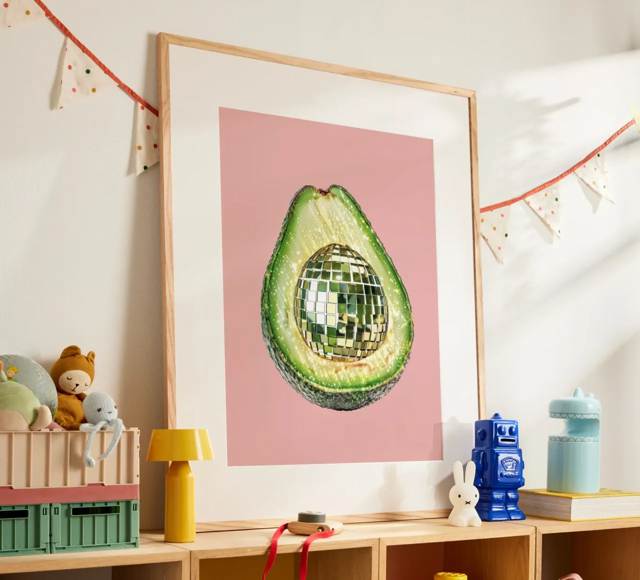 Palla da discoteca Avocado in rosa carta hahnemühle da Peaches Art Prints
