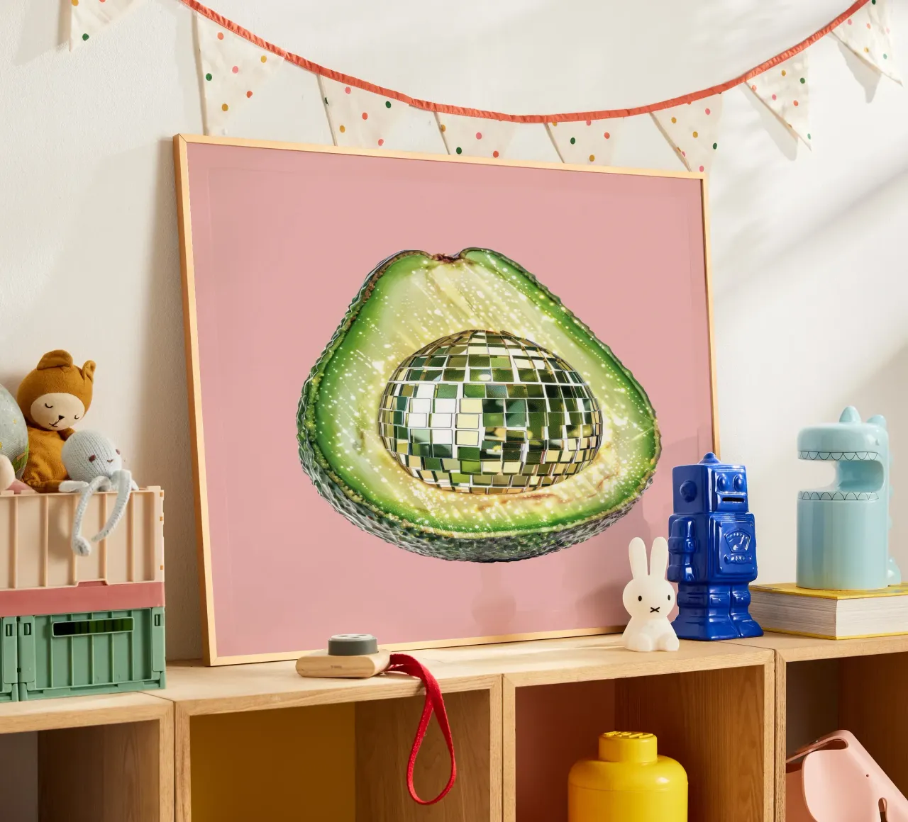 Palla da discoteca Avocado in rosa carta hahnemühle da Peaches Art Prints