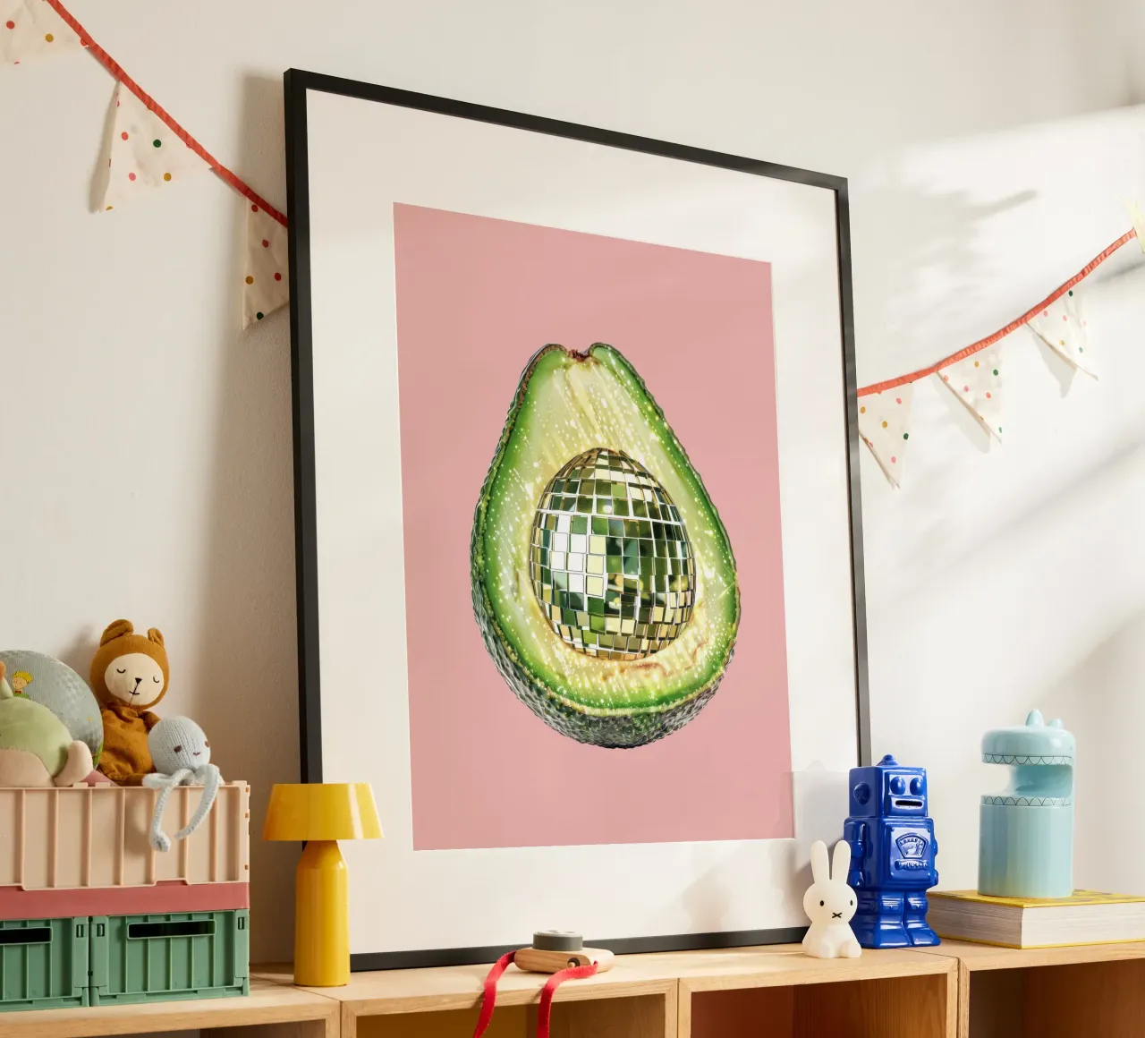 Palla da discoteca Avocado in rosa carta hahnemühle da Peaches Art Prints