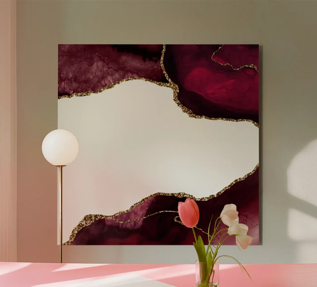 Texture Agata Borgogna e Oro 29 alluminio dibond da Gemstone Textures