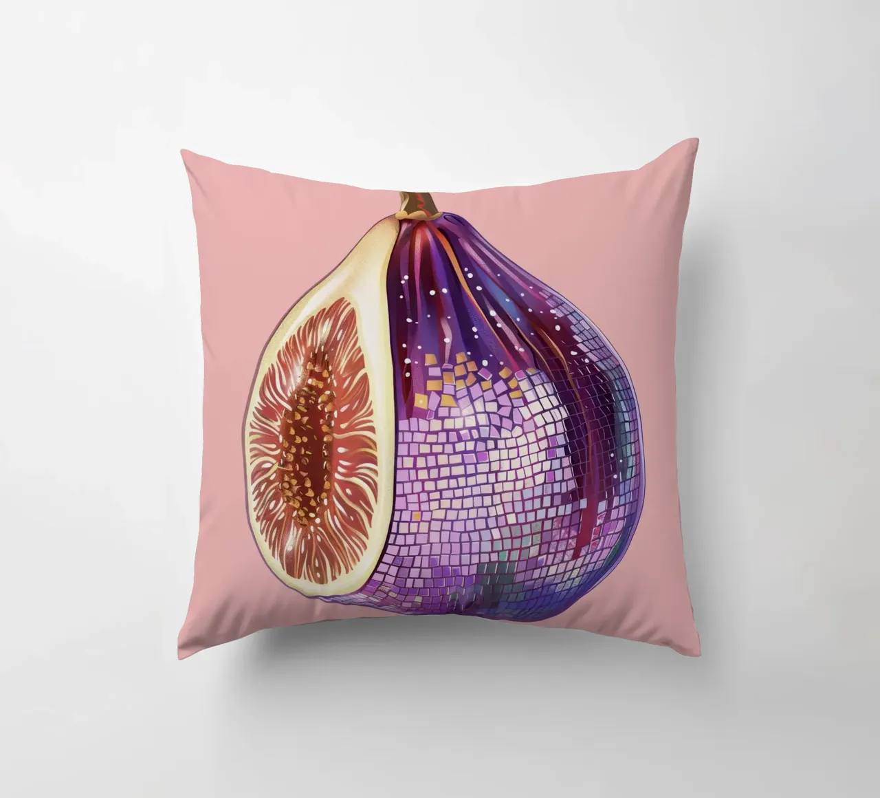 Fico, Disco Ball in rosa cuscino da Peaches Art Prints