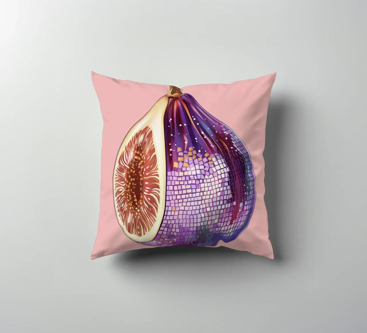 Fico, Disco Ball in rosa cuscino da Peaches Art Prints