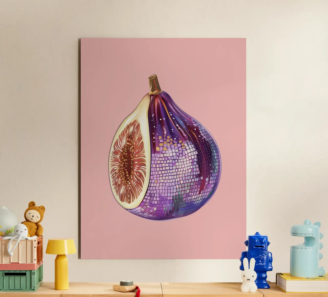 Fico, Disco Ball in rosa alluminio dibond da Peaches Art Prints