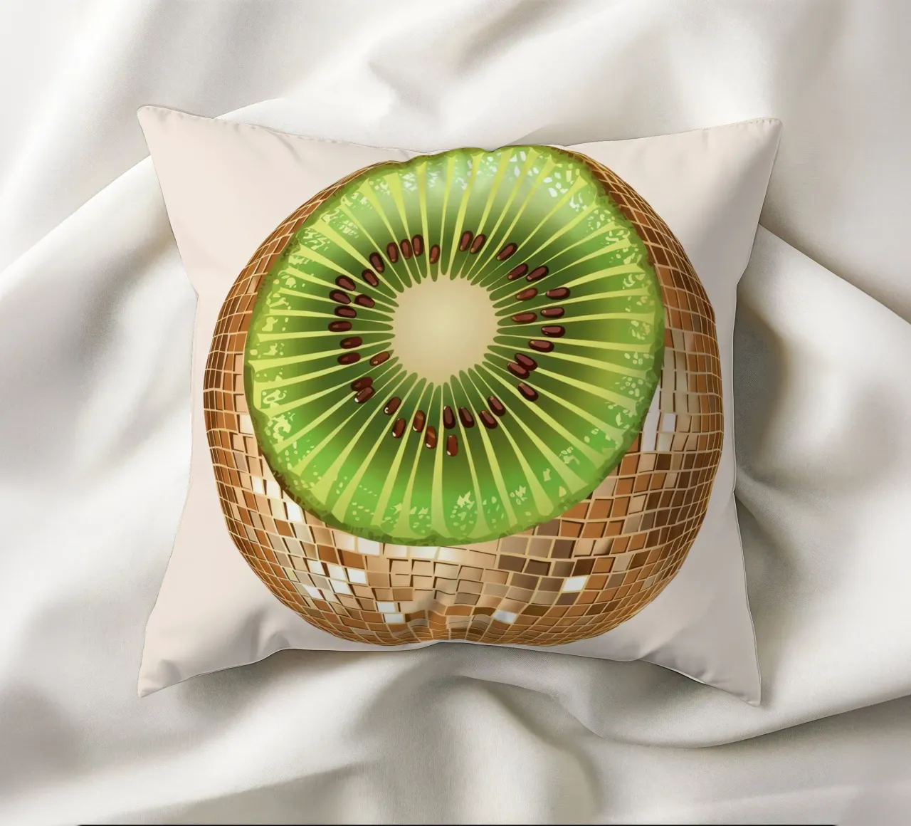 Kiwi, frutta Disco Ball Art cuscino da Peaches Art Prints