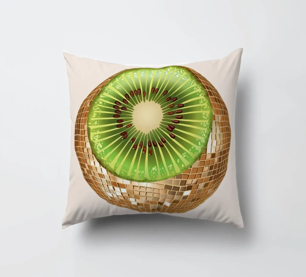 Kiwi, frutta Disco Ball Art cuscino da Peaches Art Prints