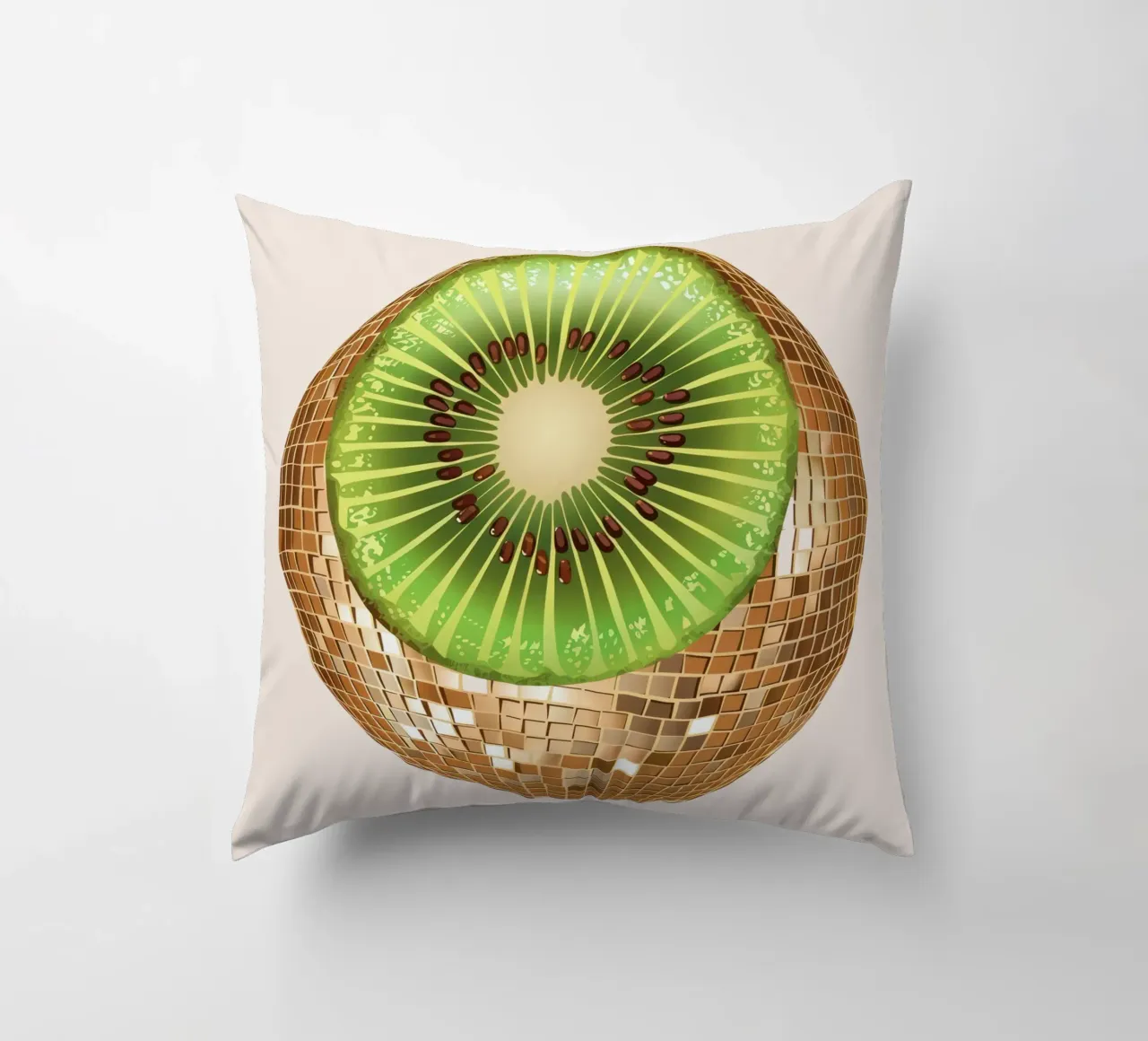 Kiwi, frutta Disco Ball Art cuscino da Peaches Art Prints