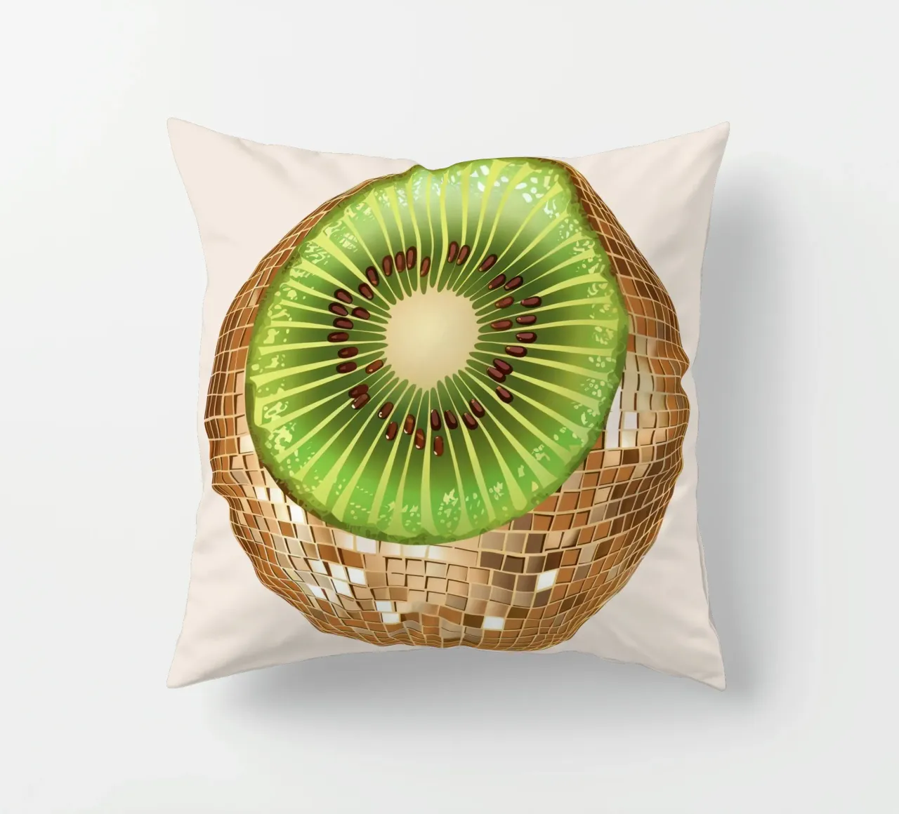 Kiwi, frutta Disco Ball Art cuscino da Peaches Art Prints