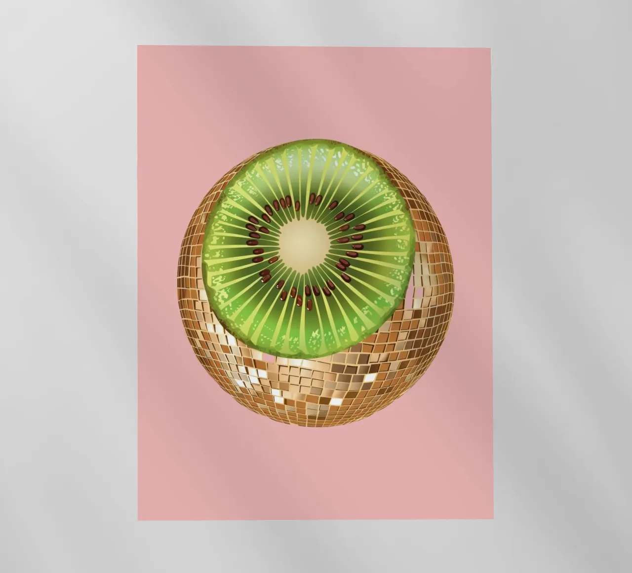 Kiwi, palla da discoteca alla frutta in rosa pellicola backlit da Peaches Art Prints