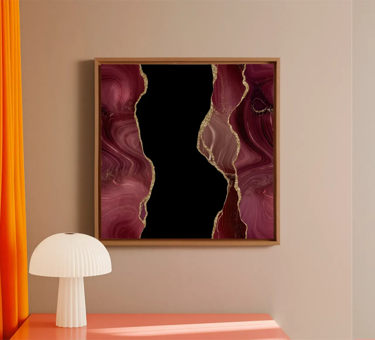 Texture Agata Glitterata Borgogna e Oro 02 tela con Cornice a cassetta da Gemstone Textures