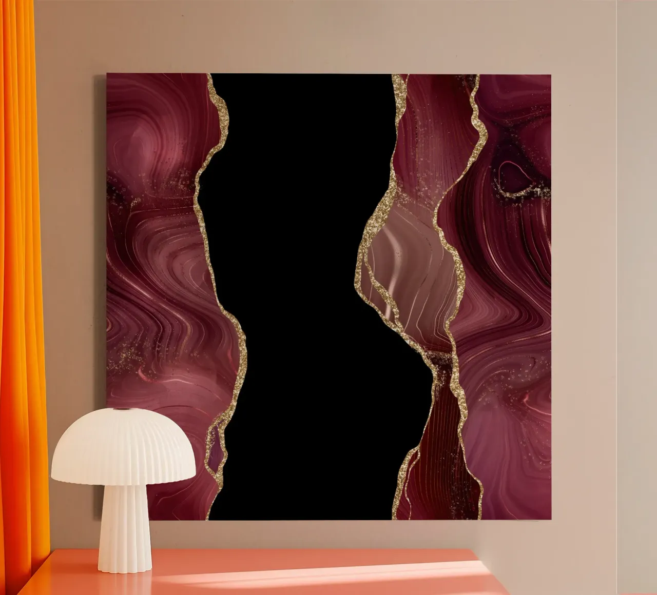 Texture Agata Glitterata Borgogna e Oro 02 tela con Cornice a cassetta da Gemstone Textures