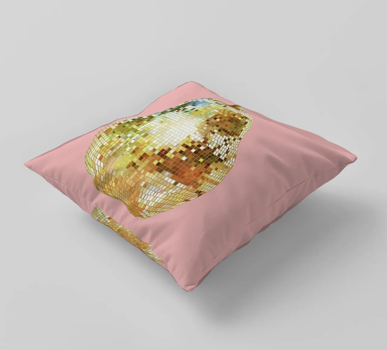 Pera, Disco Ball in frutta rosa cuscino da Peaches Art Prints