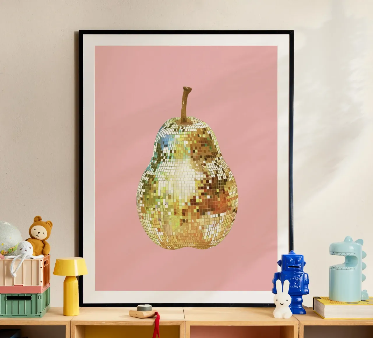 Pera, Disco Ball in frutta rosa carta hahnemühle da Peaches Art Prints