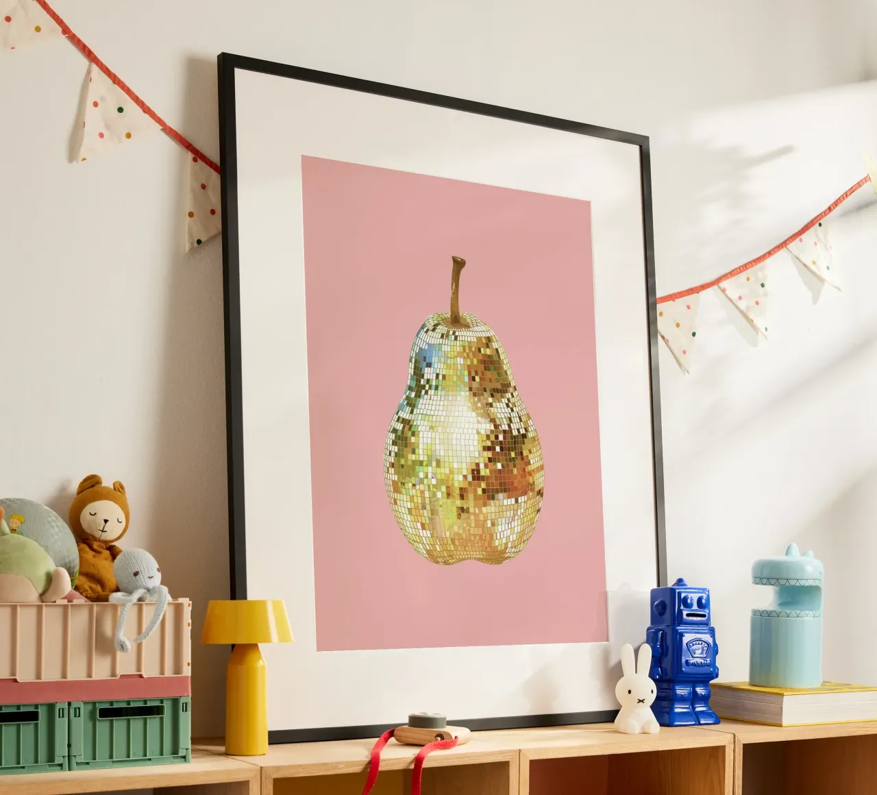 Pera, Disco Ball in frutta rosa carta hahnemühle da Peaches Art Prints
