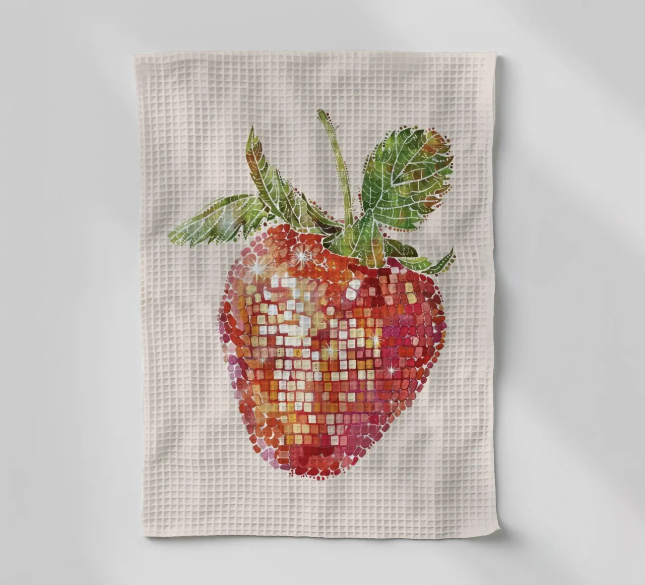 Strawberry, Disco Ball Art Disco Fruit tea towel by Peaches Art Prints