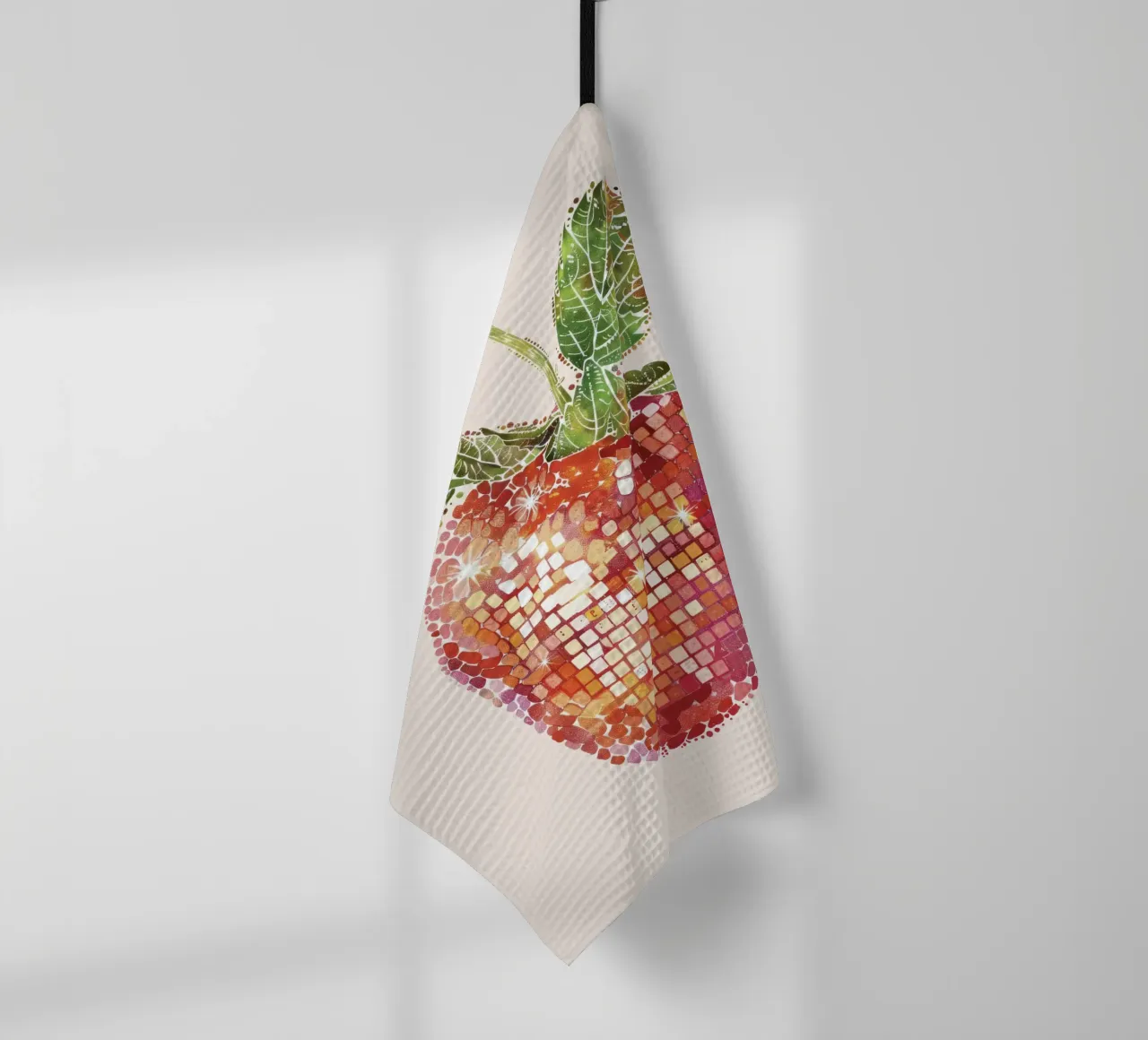 Strawberry, Disco Ball Art Disco Fruit tea towel by Peaches Art Prints