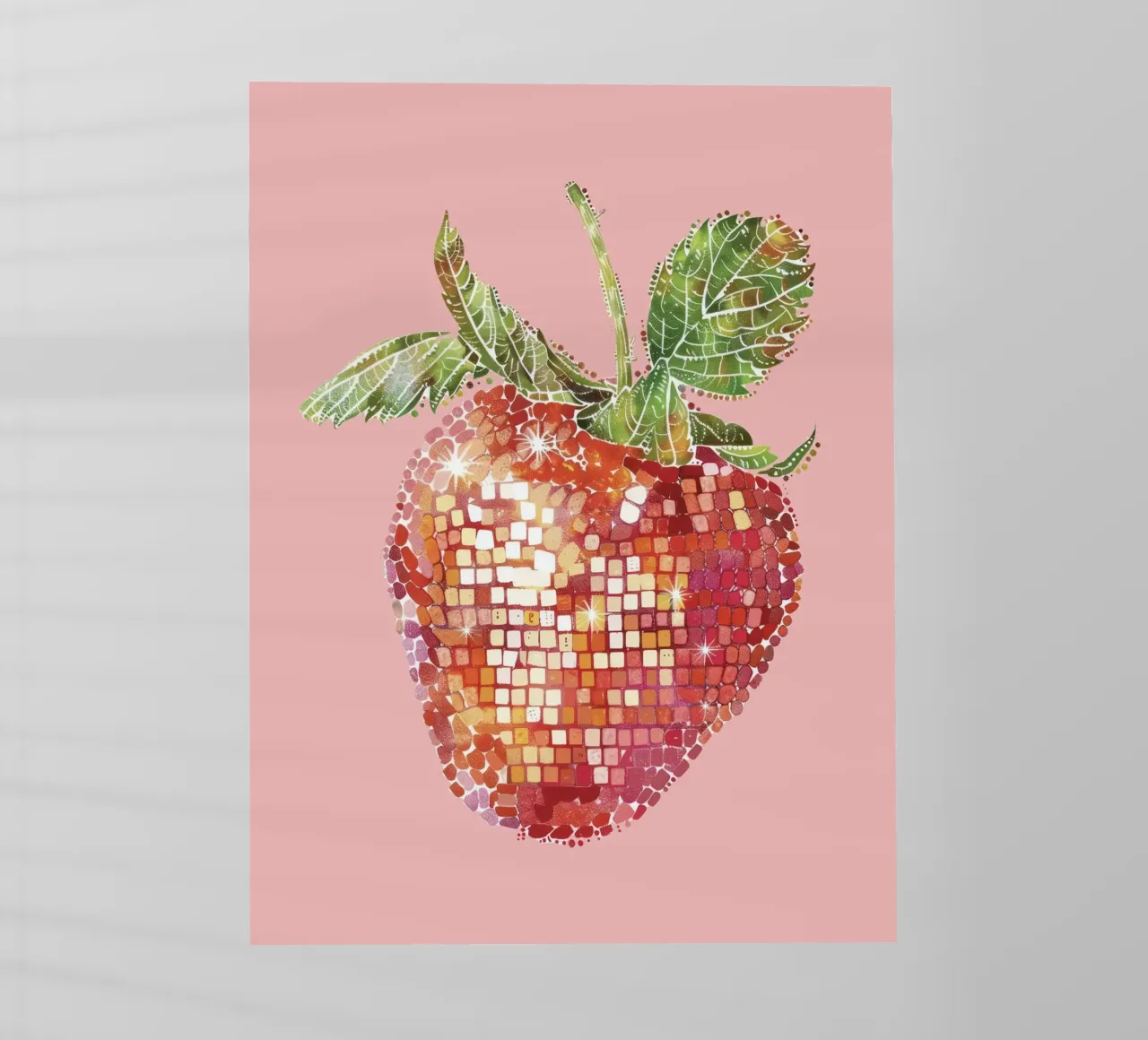 Fragola, Disco Ball in rosa - Frutta pellicola backlit da Peaches Art Prints