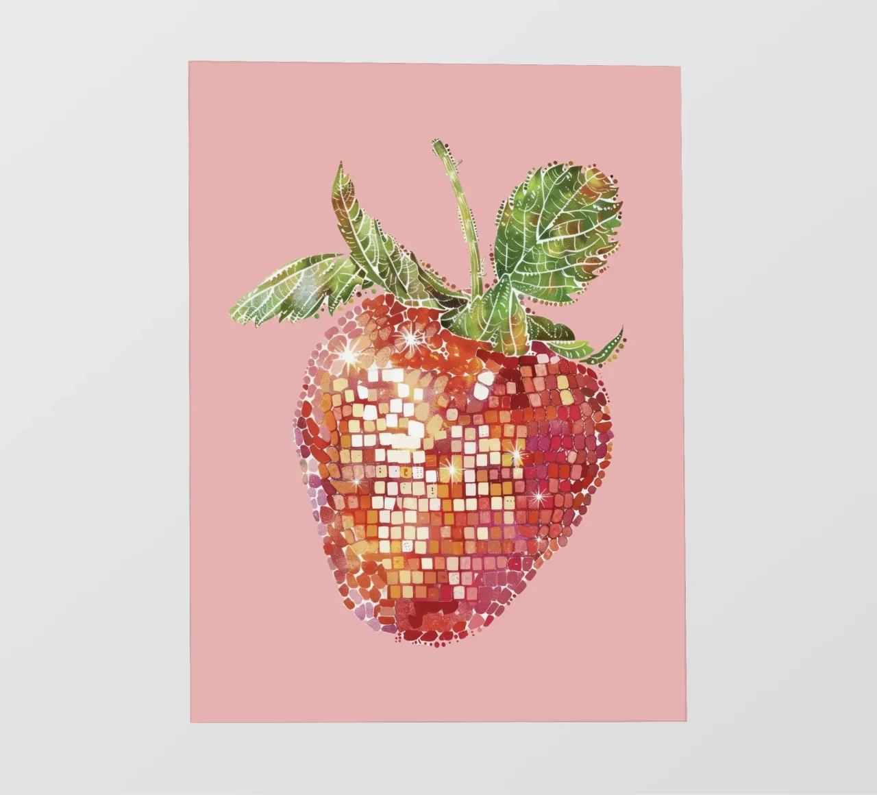 Fragola, Disco Ball in rosa - Frutta pellicola backlit da Peaches Art Prints