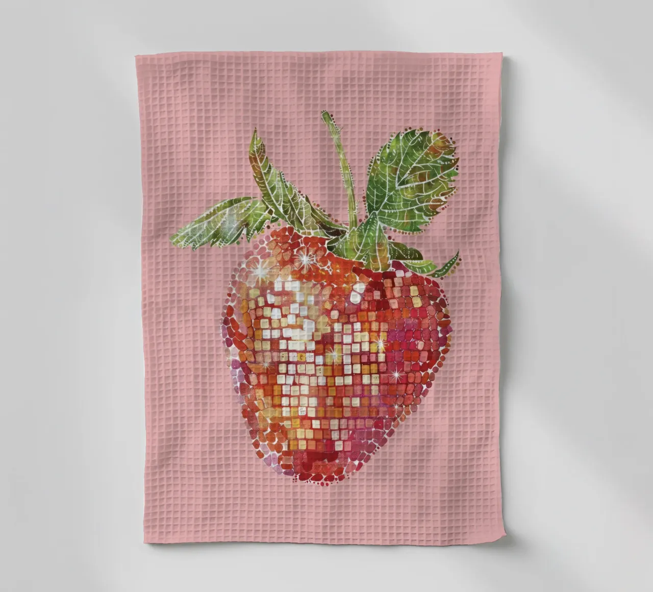 Fragola, Disco Ball in rosa - Frutta canovaccio da cucina da Peaches Art Prints