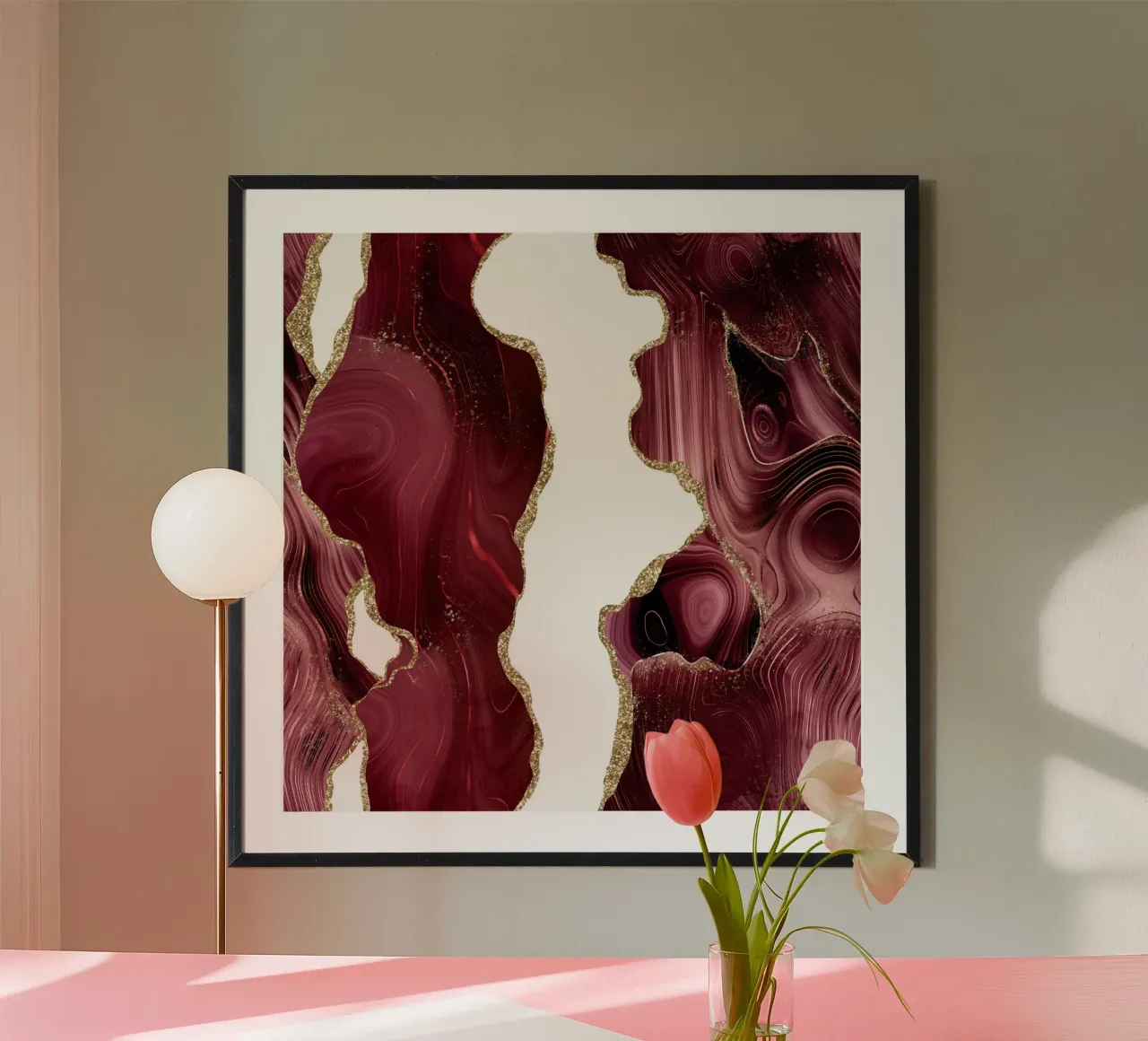 Agata glitterata bordeaux e oro Texture 05 poster da Gemstone Textures