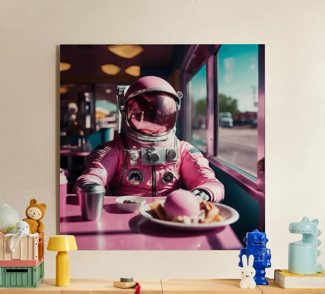 Pink Astronaut plexiglass da Flo Klein