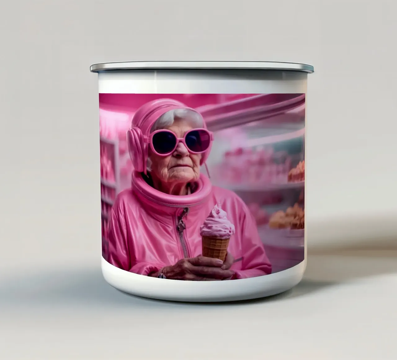 Pink Ice tazza in smalto da Flo Klein