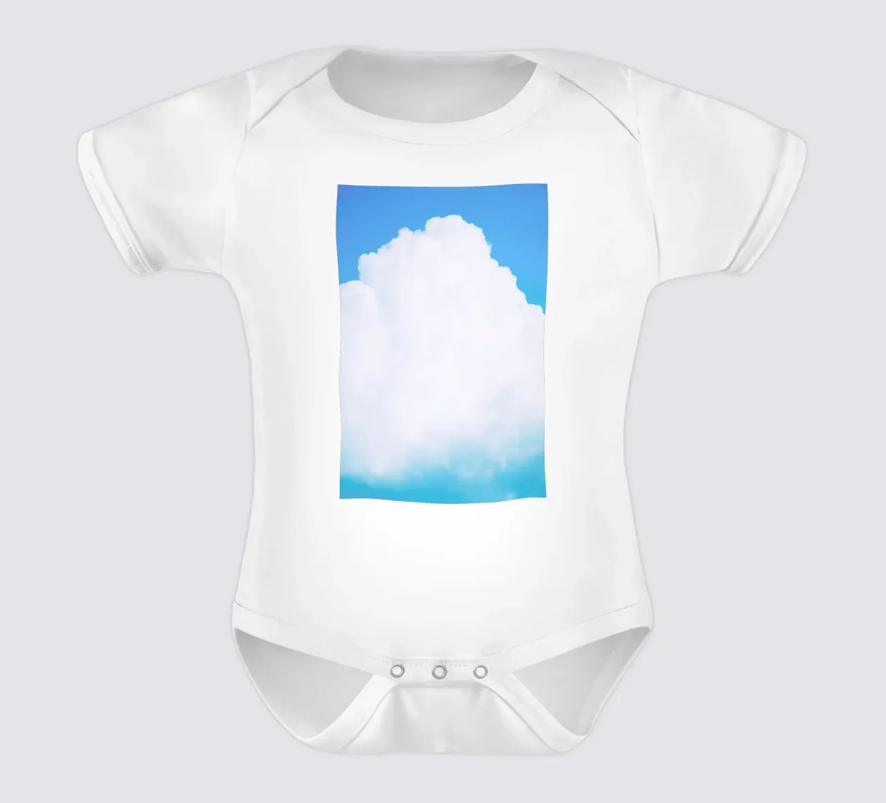 Blue Clouds III short-sleeve baby romper by Tal Paz-Fridman