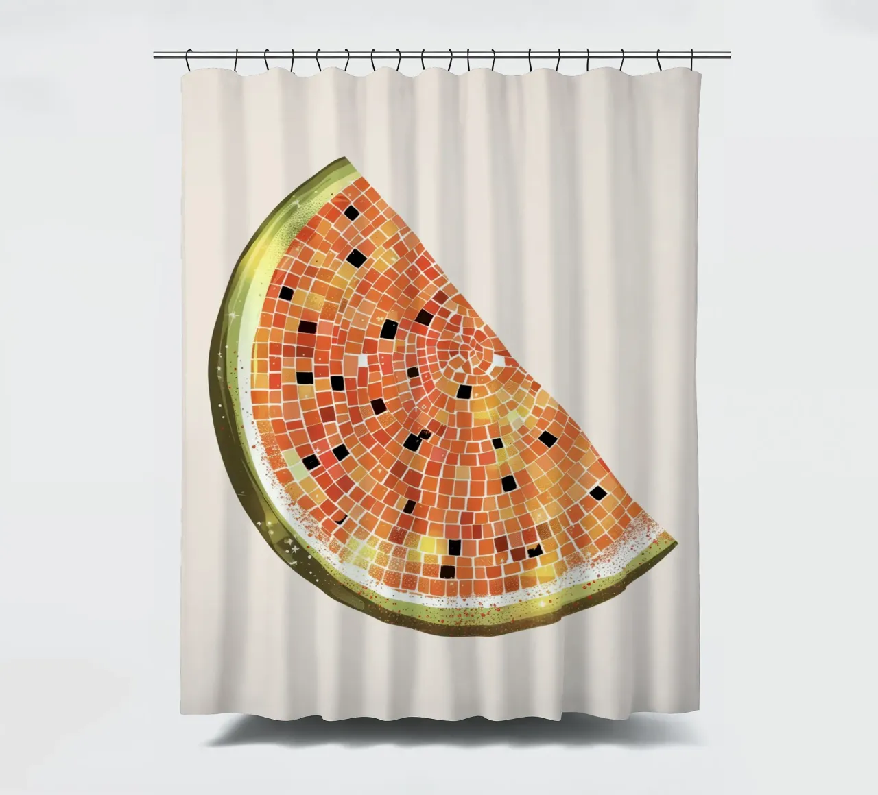 Fetta d'anguria, palla da discoteca - Frutta tenda da doccia da Peaches Art Prints