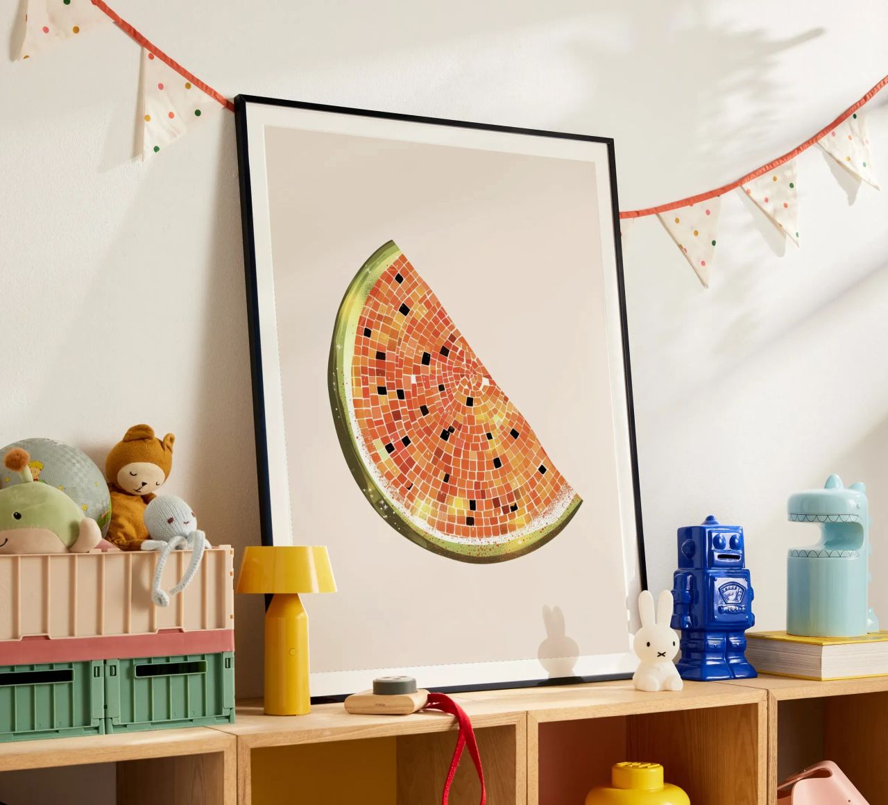 Watermelon Slice, Disco Ball - Fruits poster by Peaches Art Prints