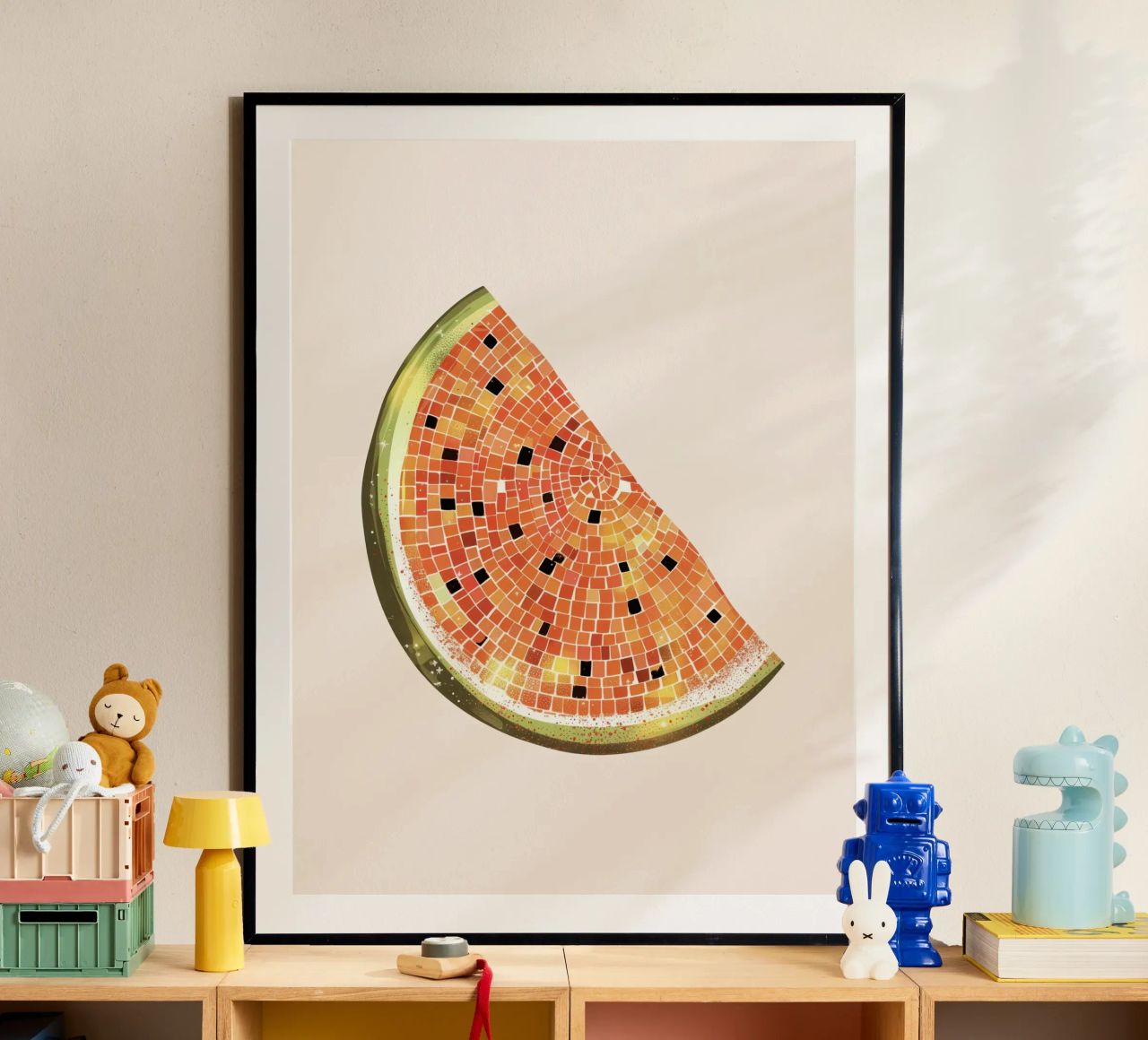 Watermelon Slice, Disco Ball - Fruits poster by Peaches Art Prints