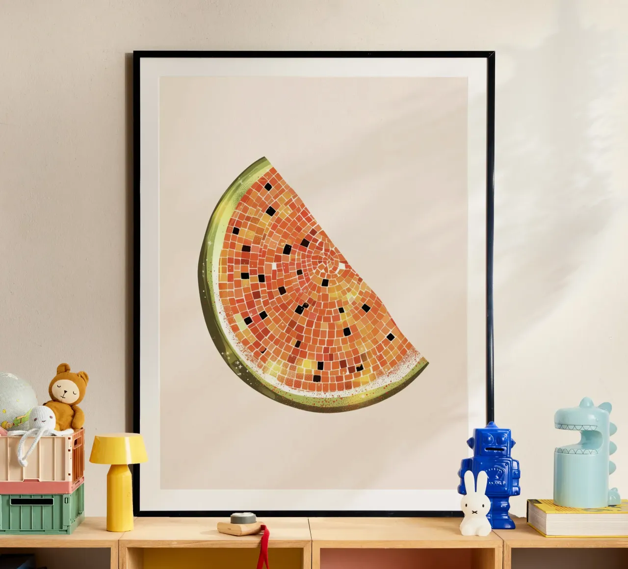 Fetta d'anguria, palla da discoteca - Frutta carta hahnemühle da Peaches Art Prints