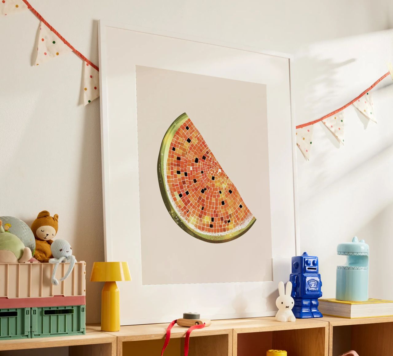 Watermelon Slice, Disco Ball - Fruits poster by Peaches Art Prints