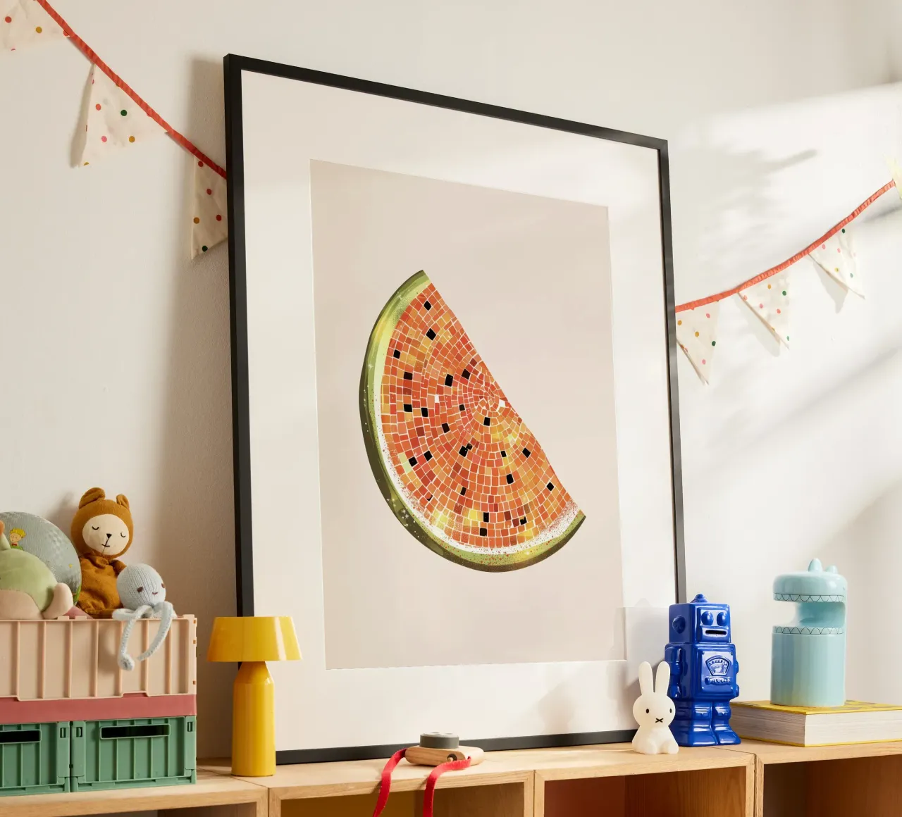 Fetta d'anguria, palla da discoteca - Frutta carta hahnemühle da Peaches Art Prints