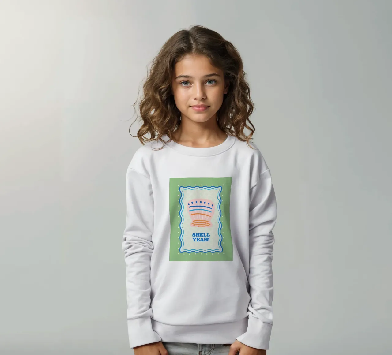 Shell yeah! kids sweatshirt by Studio Birchwood