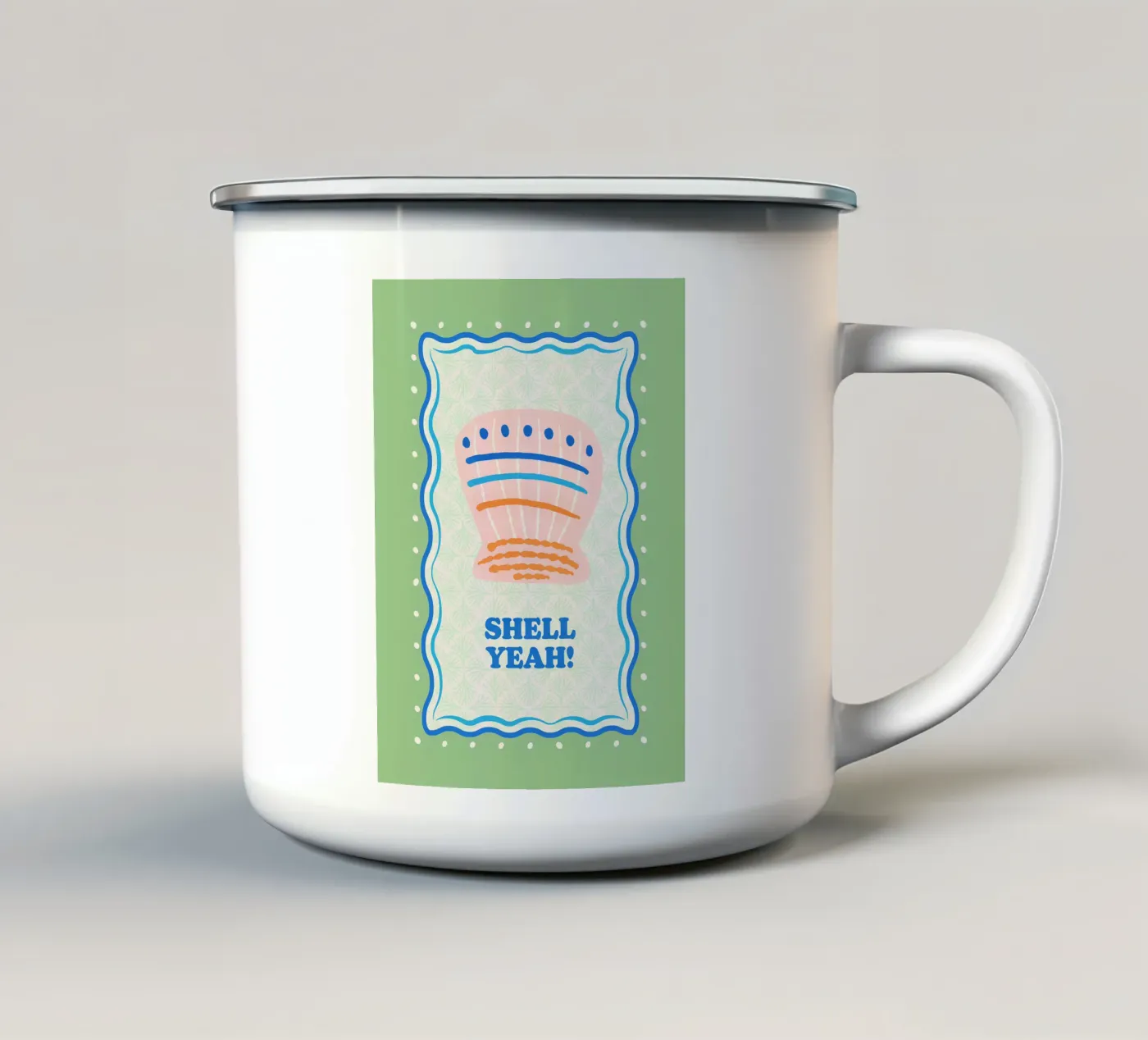 Shell yeah! tazza in smalto da Studio Birchwood