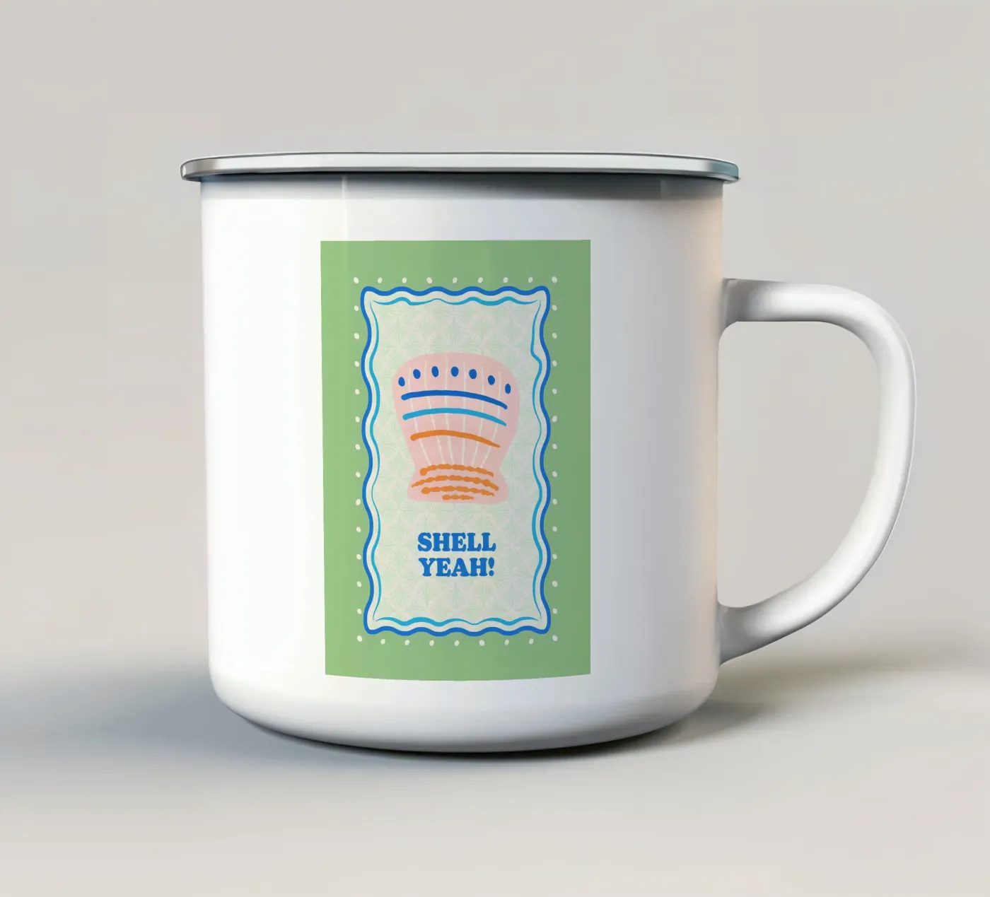 Shell yeah! enamel mug by Studio Birchwood