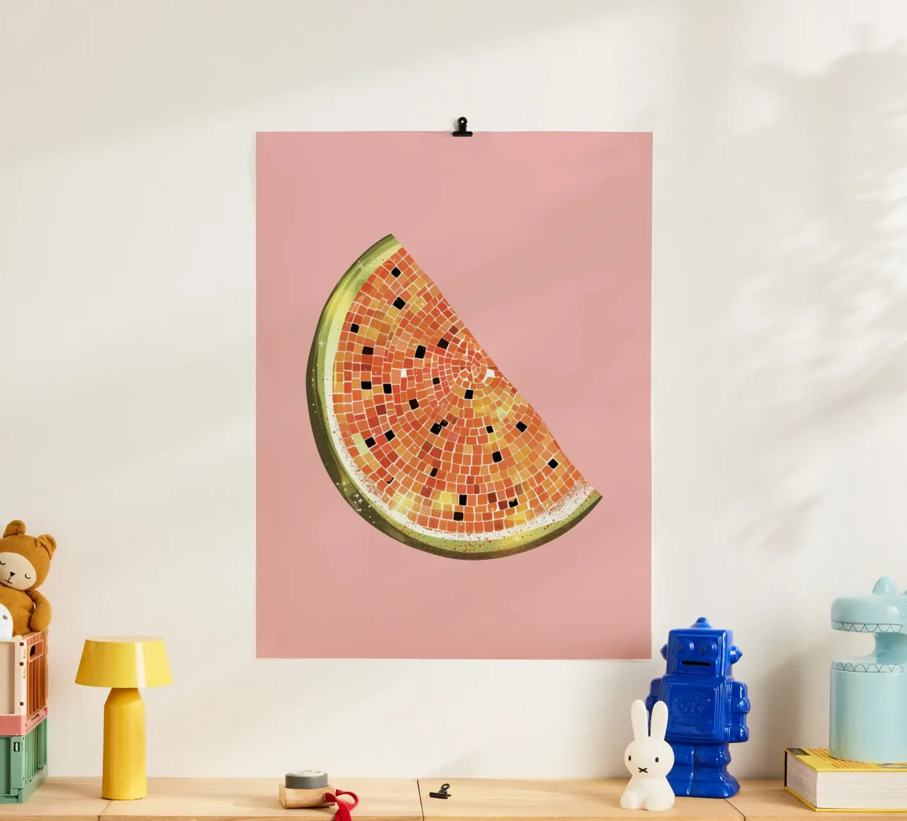 Fetta di anguria, palla da discoteca in rosa - Fruit Art poster da Peaches Art Prints
